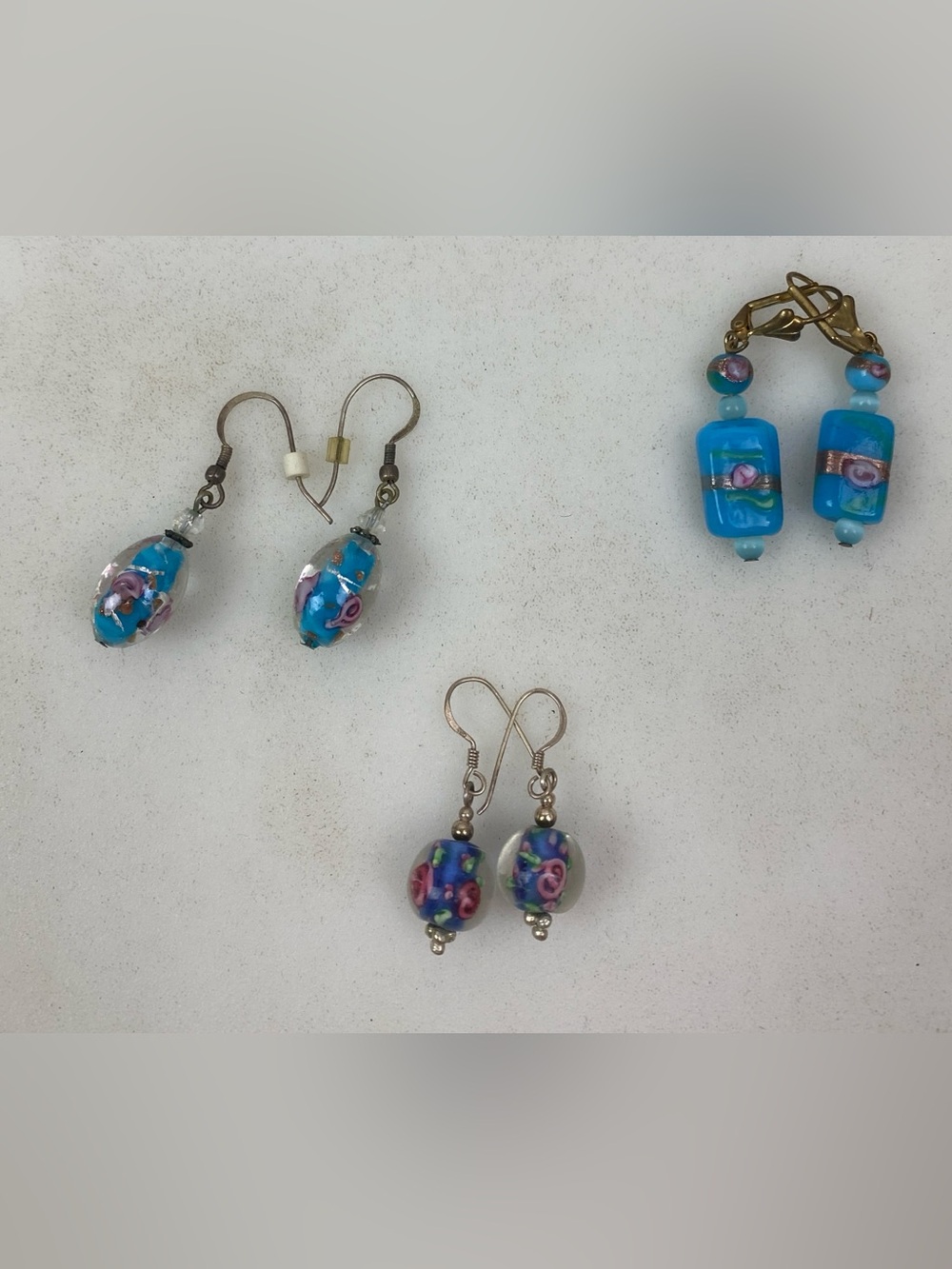 Lampwork Glass Floral Earring Lot